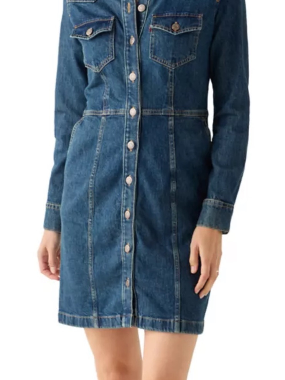 Levi’s® Flynn Denim Shirt Dress | A-Line Western Button Front | Medium Wash